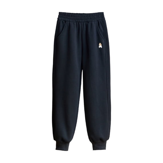 SGMVNU Sweatpants for Girl Eembroidered Long Trousers Casual Elastic High Waist Joggers Pants Youth Athletic Sweat Pants with Pockets(Size 5-6 Years, Black)