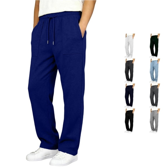 SGMVNU Sweatpants for Boys Drawstring Waistband Pull On Athletic Trousers School Sports Pants with Pockets, Size 5-6 Years, Dark Blue