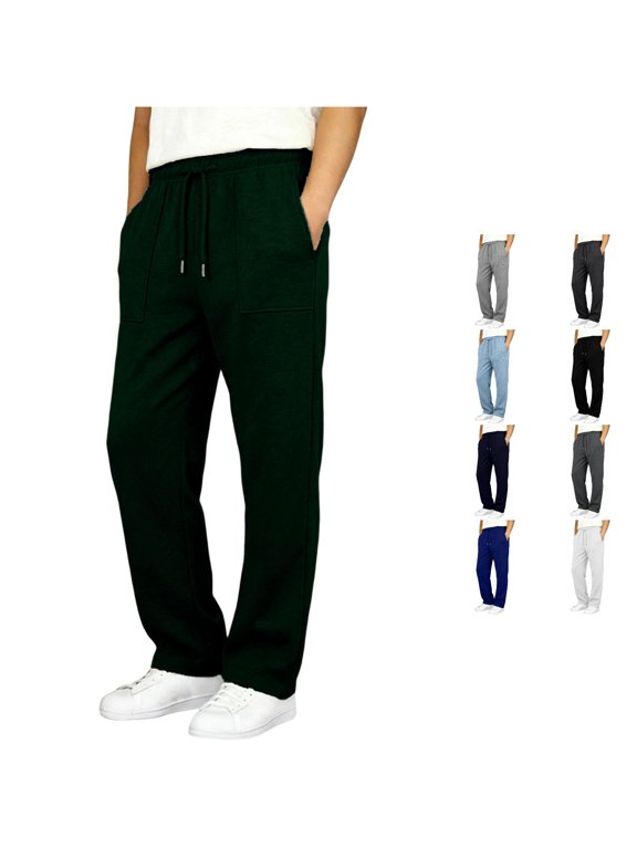 Sweatpants for Boys Drawstring Waistband Pull On Athletic Trousers School Sports Pants with Pockets, Size 5-6 Years, Dark Green