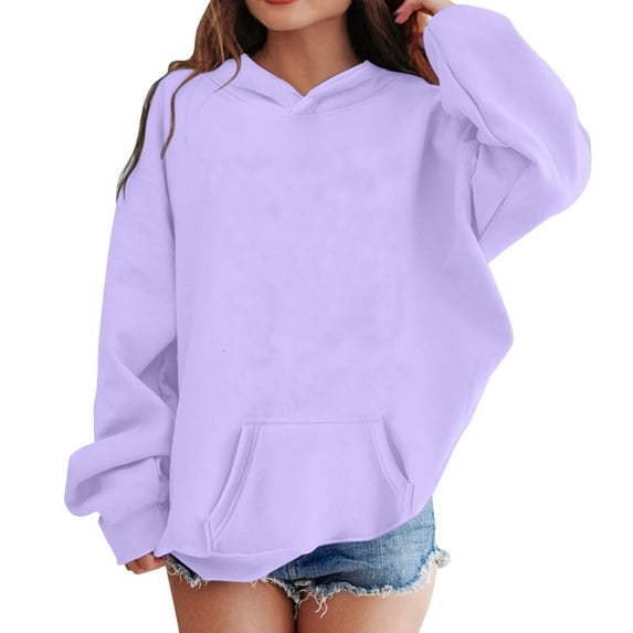 SGMVNU Sweatshirts for Boys Girls 5-6 Years Purple Oversized Hoodies for Kids Girls Fleece Pullover Sweatshirts with Pocket Boys Fashion Casual Outfits Fall Winter Clothes