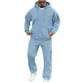 thumbnail image 1 of SGMVNU Sweatshirts for Men Tracksuit Set Zip Up Hoodie Print Graphic Sweatshirt with Sweatpants Soft Athletic Jogger Suit Casual Athletic Outfit(Light Blue, 2XL), 1 of 6