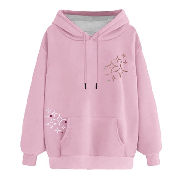 SGMVNU Sweatshirts for Women Casual Hooded Sweatshirt Soft Cozy Pullover Long Sleeve Hoodie Outerwear with Pocket and Drawstring Winter Trendy Clothes(Pink, Size S)
