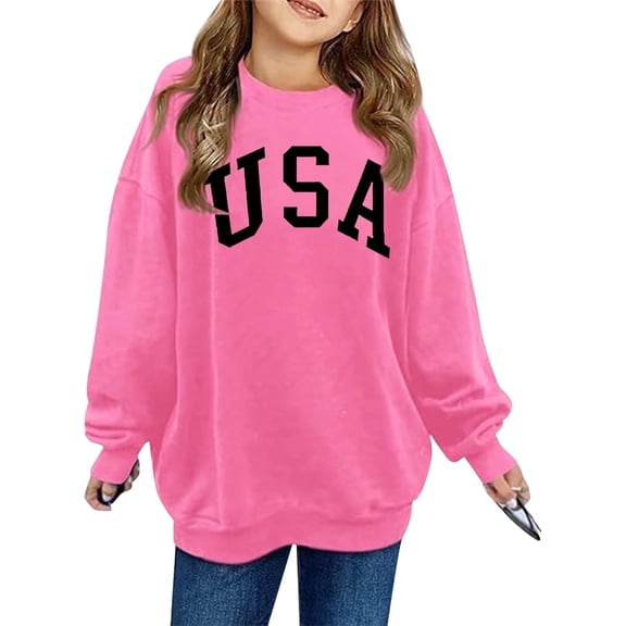 SGMVNU Sweatshirts for Girls Oversized Pullover 12-18 Months Fashion Letter Graphic Crewneck Sweatshirt, Unisex Comfy and Cute Sweatshirts Pink