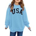 thumbnail image 1 of SGMVNU Sweatshirts for Girls Oversized Pullover 18-24 Months Fashion Letter Graphic Crewneck Sweatshirt, Unisex Comfy and Cute Sweatshirts Sky Blue, 1 of 4