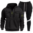 thumbnail image 1 of SGMVNU Sweatsuits for Men 2 Piece Winter Men's Pocket Half Zip Casual Hoodie Sweatshirt Suit Sweatpants Set Tracksuit(Black, L), 1 of 4