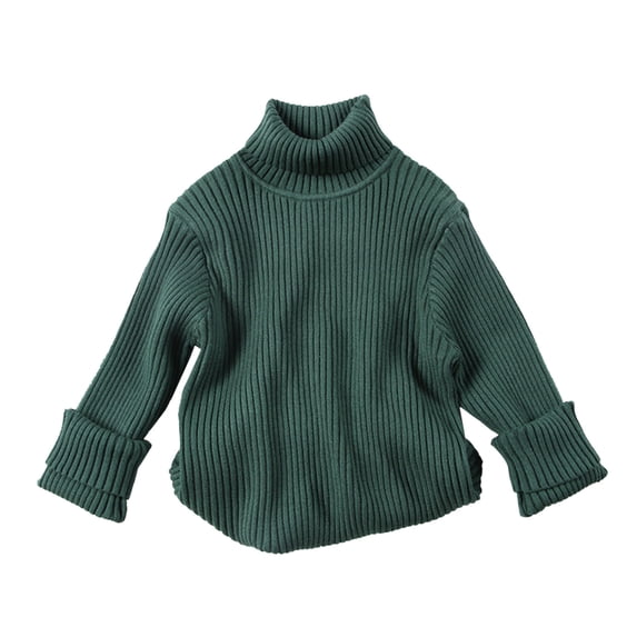 SGMVNU Toddler Baby Boys Girls Ribbed Knit Sweaters Turtleneck High Collar Fall Winter Soft Warm Sweater Pullover Tops Knitwear(Size 12-18 Months,Dark Green)
