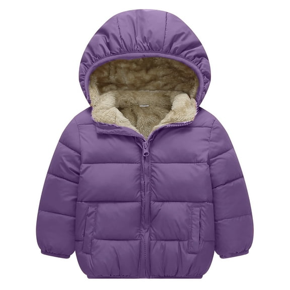 SGMVNU Toddler Boys Lined Winter Coat Girls Fuzzy Padded Puffer Jacket Cute Ears Hooded Outerwear with Pockets(Size 2-3 Years, Dark Purple)