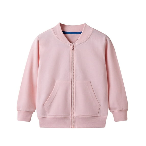 SGMVNU Toddler Boys Girls Bomber Jacket, Casual Coat Zip up Outerwear with Pockets, Long Sleeve Full Zipper Fall Outerwear for Kids(Size 2-3 Years,A-Pink)