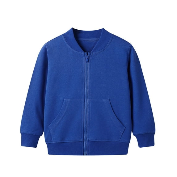 SGMVNU Toddler Boys Girls Bomber Jacket, Casual Coat Zip up Outerwear with Pockets, Long Sleeve Full Zipper Fall Outerwear for Kids(Size 3-4 Years,A-Blue)