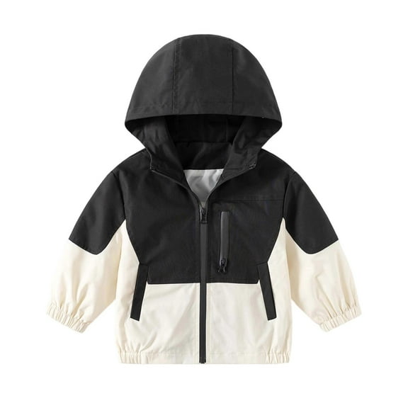 SGMVNU Toddler Boys Girls Contrast Color Zip Jacket with Pockets, Hooded Trench Lightweight 2-10 Years Kids Coats Windbreaker Casual Fall Outerwear,White,6-7 Years