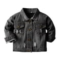 thumbnail image 1 of SGMVNU Toddler Boys Girls Denim Jacket Casual Outerwear Clothing Distressed Jean Jacket Top Cowboy Autumn Spring Coat Jean Jackets for Kids, Black, 18-24 Months, 1 of 6