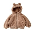 thumbnail image 1 of SGMVNU Toddler Boys Girls Hooded Jacket Coat with Ears Zipper Lightweight Long Sleeve Thick Warm Outerwear, Winter Warm Coats for Kids(Size 3-4 Years, Coffee), 1 of 8