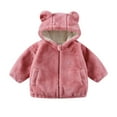 thumbnail image 1 of SGMVNU Toddler Boys Girls Hooded Jacket Coat with Ears Zipper Lightweight Long Sleeve Thick Warm Outerwear, Winter Warm Coats for Kids(Size 5-6 Years, Light Pink), 1 of 9