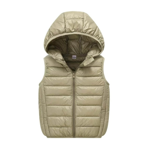 SGMVNU Toddler Boys Girls Hooded Puffer Vest Winter Lightweight Sleeveless Zipper up Jacket Gilet Coats with Pockets(Size 9-10 Years, Army Green)