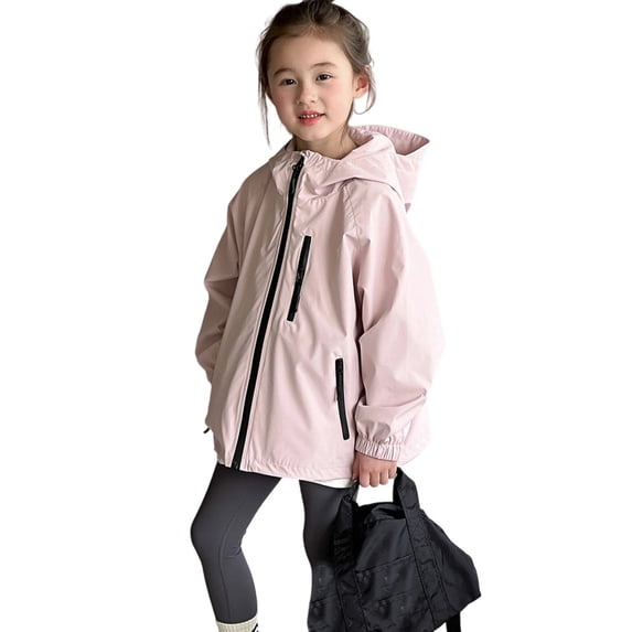 SGMVNU Toddler Girls' Boys' Cute Jackets & Coats Kids Outdoor Windbreaker Jacket With Hood Water Lightweight Soft Loose Fit Casual Windproof Raincoat(Size 18-24 Months, Pink)