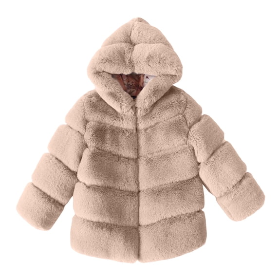 SGMVNU Toddler Girls' Boys' Cute Jackets & Coats Toddler Girls Jacket Fall Winter Toddler Kids Collar Soild Jackets Warm Hooded Woolen Jacket Coats(Size 5-6 Years, Beige)