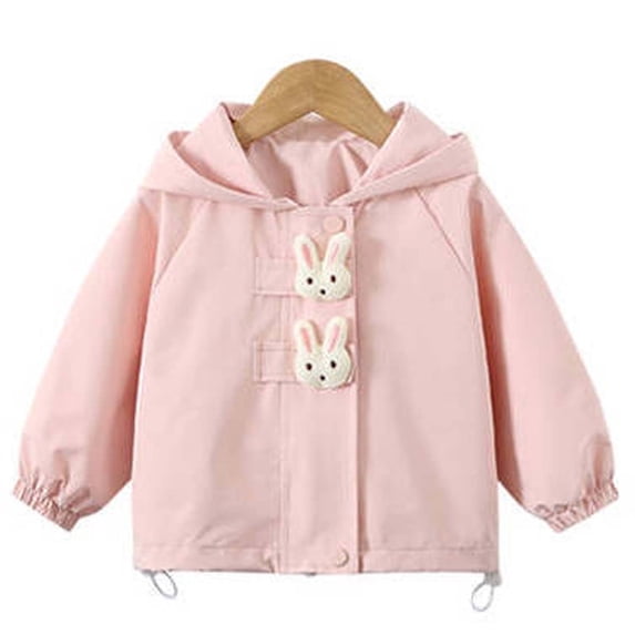 SGMVNU Toddler Girls Coat Boys Winter Cartoon Prints Jacket Girls Rain Jacket Kids Lightweight Hooded Raincoats Windbreakers Children Outdoor Hiking Coat(Size 5-6 Years, Pink)