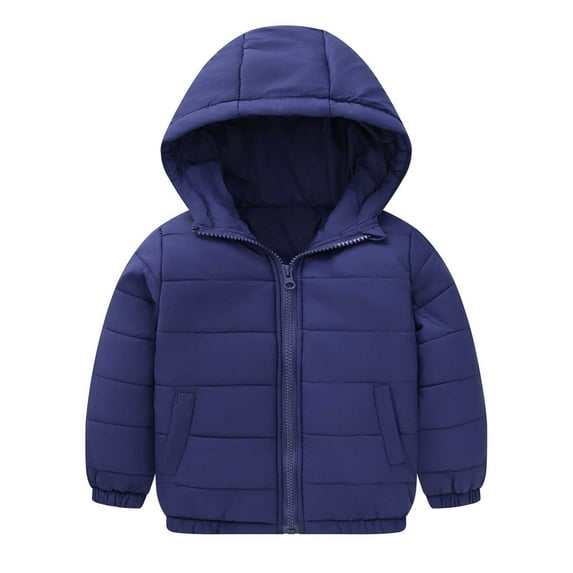 SGMVNU Toddler Girls Coat Boys Winter Cartoon Prints Jacket Toddler Boys Girls Winter Coat Hooded Jacket Heavyweight Windproof Zipper Warm Outwear(Size 7-8 Years, Navy)