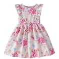thumbnail image 1 of SGMVNU Toddler Girls Dresses Ruffle Flutter Sleeve A-line Dress Girls Dress Size 6 Bowknot Party Princess Summer Sundresses(Size 5-6 Years,3-Pink), 1 of 4