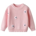 thumbnail image 1 of SGMVNU Toddler Girls Sweaters for Fall and Winter - Cute Bow Crew Neck Long Sleeve Drop Shoulder Loose Knit Pullover Tops for Girls, Toddler Baby Fall Clothes(y1202_3-Pink, Size 9-12 Months), 1 of 7