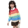 thumbnail image 1 of SGMVNU Toddler Girls Sweaters for Fall and Winter - Rainbow Striped Soft Blend Knit Cardigan, Open Front Coat for Toddlers & Girls, Toddler Baby Fall Clothes(Size 5-6 Years,Multicolour), 1 of 9