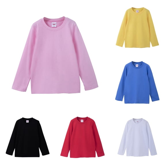 SGMVNU Toddler Kids Boys Girls Long Sleeve Basic Inside T Shirt Casual Tees Shirt Tops Solid Cloths Pink 6-7 Years