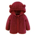 thumbnail image 1 of SGMVNU Toddler Kids Hooded Jacket Coat with Ears, Zipper Lightweight Long Sleeve Thick Warm Outerwear, Cute Coats for Boys Girls Fuzzy Jacket, Red, 0-6 Months, 1 of 8