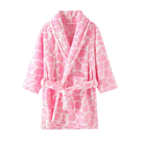 SGMVNU Toddler Kids Girls Boys Soft Comfy 2pcs Set Kids Baby Boys Girls Print Bathrobes Hooded Warm Night Robe Sleepwear Cute Warm Pajama Robe(Size 2-3 Years,Pink)