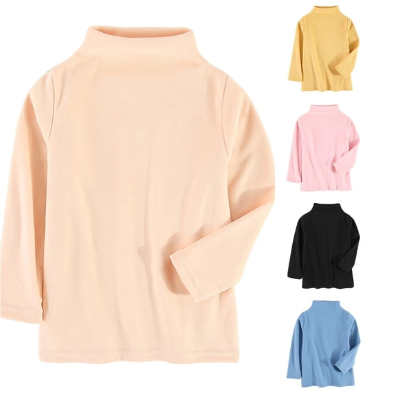 SGMVNU Toddler Kids Half Turtleneck Thermal Long Sleeve Top, Soft Warm Base Layer Undershirt for Boys & Girls Beige 6-7 Years