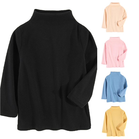 SGMVNU Toddler Kids Half Turtleneck Thermal Long Sleeve Top, Soft Warm Base Layer Undershirt for Boys & Girls Black 3-4 Years