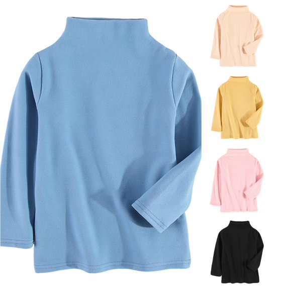 SGMVNU Toddler Kids Half Turtleneck Thermal Long Sleeve Top, Soft Warm Base Layer Undershirt for Boys & Girls Blue 4-5 Years