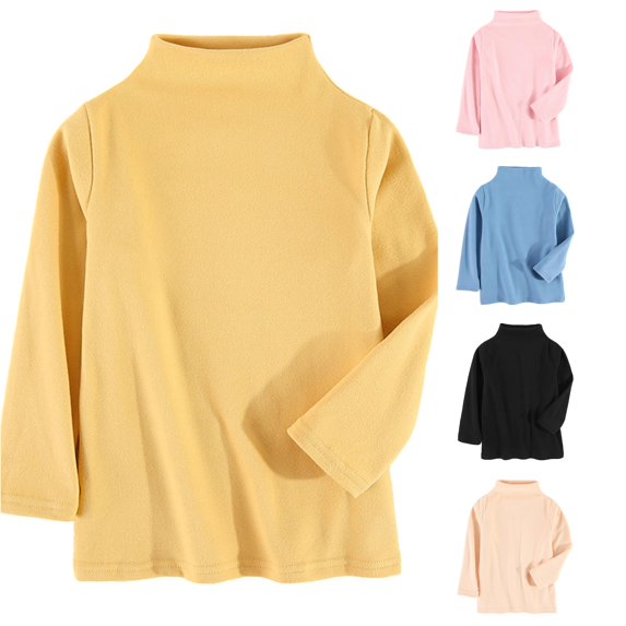 SGMVNU Toddler Kids Half Turtleneck Thermal Long Sleeve Top, Soft Warm Base Layer Undershirt for Boys & Girls Yellow 6-7 Years