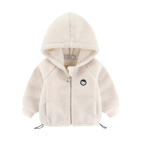 SGMVNU Toddler Kids Hooded Jacket Coat with Ears, Zipper Lightweight Long Sleeve Thick Warm Outerwear, Cute Coats for Boys Girls Fuzzy Jacket(Size 3-4 Years, nz1023_B-White)