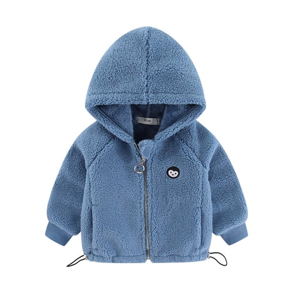 SGMVNU Toddler Kids Hooded Jacket Coat with Ears, Zipper Lightweight Long Sleeve Thick Warm Outerwear, Cute Coats for Boys Girls Fuzzy Jacket(Size 6-7 Years, nz1023_B-Blue)