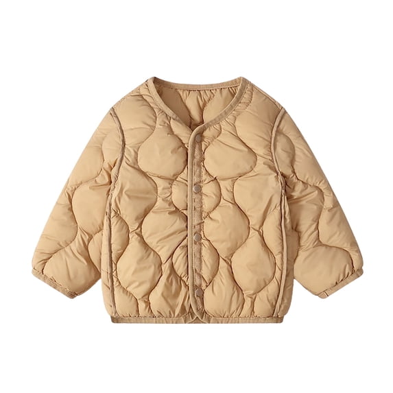 SGMVNU Toddler Puffer Jacket Coats Boys Girls Field Quilted Down Coat Warm Winter Jacket Lightweight Snap Buttons Coat(Size 12-24 Months, Coffee)