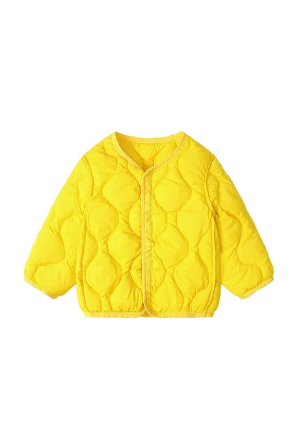 Toddler Puffer Jacket Coats Boys Girls Field Quilted Down Coat Warm Winter Jacket Lightweight Snap Buttons Coat(Size 2-3Years, Yellow)