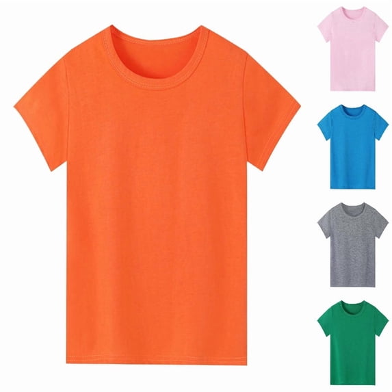 SGMVNU Toddler T Shirts Boys Girls Basic Tee Summer Cotton T-Shirts Crewneck Short Sleeve Shirts for Kids 2-9Y Size: 18-24 Months Orange