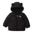 thumbnail image 1 of SGMVNU Toddler Winter Coats Puffer Jacket Padded Coat Baby Boys Girls Bear Hoods Down Jacket Lightweight Outerwear(Size 12-18 Months,Black), 1 of 4