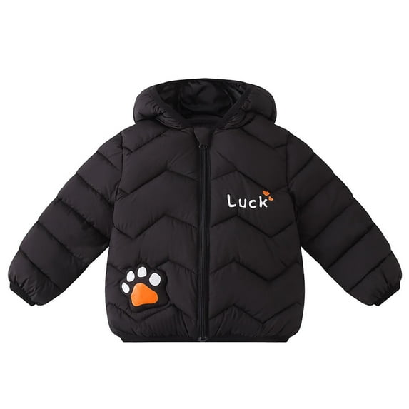 SGMVNU Toddler Winter Coats Puffer Padded Jacket, Boys Girls Bear Ear Hoods Zipper Down Jacket, Light Weight Outerwear, Winter Coats for Baby Kids(Size 18-24 Months, nz1023_C-Black)