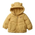 thumbnail image 1 of SGMVNU Toddler Winter Coats Puffer Padded Jacket, Boys Girls Bear Ear Hoods Zipper Down Jacket, Light Weight Outerwear, Winter Coats for Baby Kids(Size 4-5 Years, nz1023_D-Yellow), 1 of 6