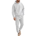 thumbnail image 1 of SGMVNU Tracksuit Men 2 Piece Set Men's Loose Casual Sports Long Sleeved Trousers Jacquard Hooded Sweatshirt Suit Winter Jogging Suit(White, M), 1 of 4