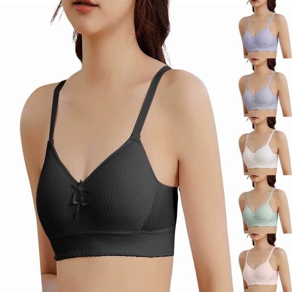 SGMVNU Training Bras for Girls Size 9-14 Comfortable Breathable Soft Solid Color Bra Adjustable Cotton Cami Bralettes Size: 11-13 Years Black