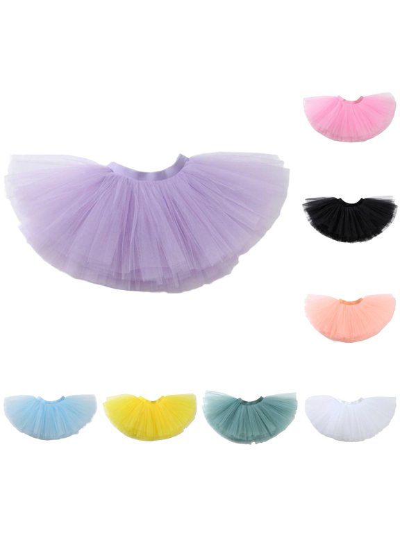 Tutu Skirts for Girls Multi-Layered A Line Tulle Skirts Flowy Ballet Dance Skirts for Holiday Parties Dress Up, Purple, Size 4-8 Years