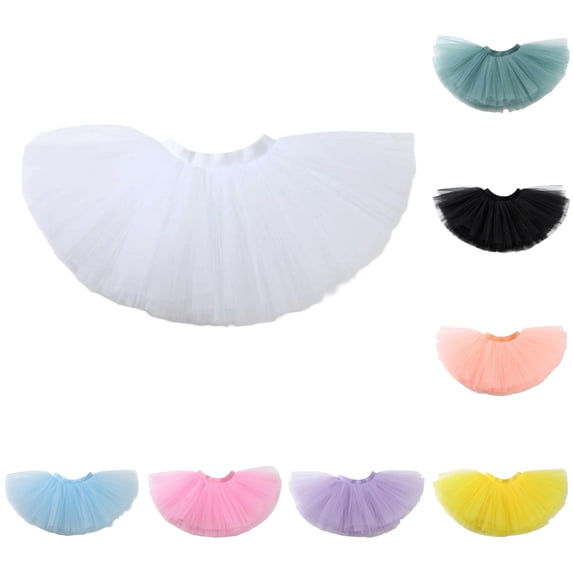 SGMVNU Tutu Skirts for Girls Multi-Layered A Line Tulle Skirts Flowy Ballet Dance Skirts for Holiday Parties Dress Up, White, Size 8-12 Years