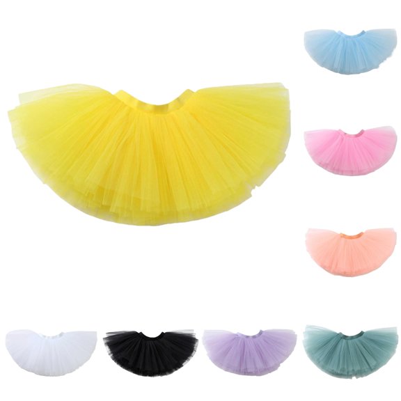 SGMVNU Tutu Skirts for Girls Multi-Layered A Line Tulle Skirts Flowy Ballet Dance Skirts for Holiday Parties Dress Up, Yellow, Size 4-8 Years