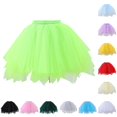 thumbnail image 1 of SGMVNU Tutu for Girls Ruffle Flowy Mini Tulle Skirts Elastic High Waisted Puffy Ballet Dance Skirts for Age 2-12 Years, Green, One Size, 1 of 4