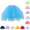 thumbnail image 1 of SGMVNU Tutu for Girls Ruffle Flowy Mini Tulle Skirts Elastic High Waisted Puffy Ballet Dance Skirts for Age 2-12 Years, Light Blue, One Size, 1 of 4