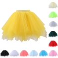 thumbnail image 1 of SGMVNU Tutu for Girls Ruffle Flowy Mini Tulle Skirts Elastic High Waisted Puffy Ballet Dance Skirts for Age 2-12 Years, Yellow, One Size, 1 of 4