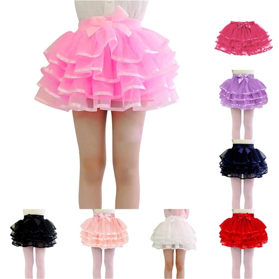 SGMVNU Tutu for Toddler Girls Bowknot Tiered 4-Layer Ruffle Tulle Skirts Ballet Dance Skirt Birthday Party Outfit, Pink, Size 2-3 Years