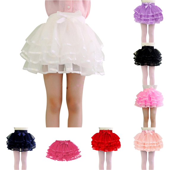 SGMVNU Tutu for Toddler Girls Bowknot Tiered 4-Layer Ruffle Tulle Skirts Ballet Dance Skirt Birthday Party Outfit, White, Size 12-24 Months